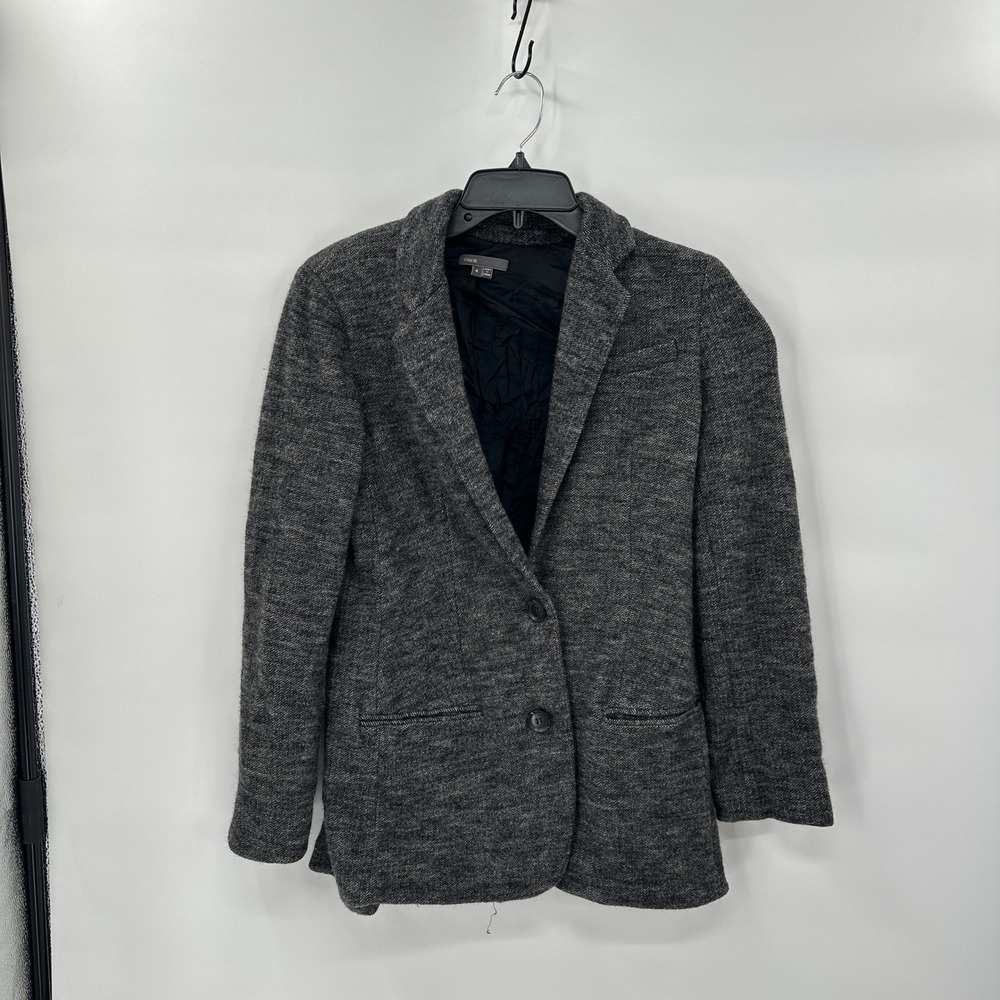 Vince 100% Wool Blazer Womens size 4 Grey 2 Button Quiet Luxury Office Layering